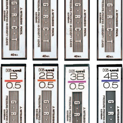 uni Mitsubishi Pencil Mechanical Pencil Lead Refill Hi-uni 0.5mm 2B, 10 Pieces, HU053002B