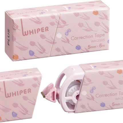 PLUS, Correction Tape, Whiper, Correction Tape in Paper Case, 5mm, Bloom Pink, 2 Pieces, WH-2005, 52-391