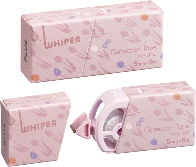 PLUS, Correction Tape, Whiper, Correction Tape in Paper Case, 5mm, Bloom Pink, 2 Pieces, WH-2005, 52-391