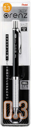 Pentel Mechanical Pencil Orenz Metal Grip 0.3mm, Black, XPP1003G-A