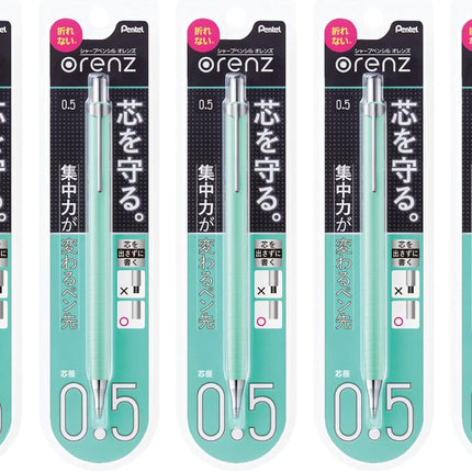 Pentel Mechanical Pencil Orenz 0.5mm, Mint Green, XPP505-GD, Set of 5