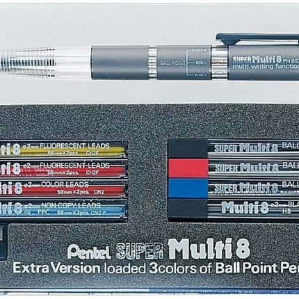 Pentel SUPER Multi 8 Set PH-803ST, Refill Lead 8 Colors Set, Set of 3