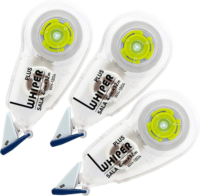 PLUS, Correction Tape, Whiper Sala, 4mm, Green, 3 Pieces Pack, WH-1804-3P, 51-556