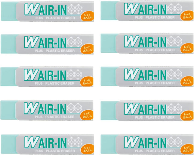 Plus, Eraser, W Air-In, Motto Anshin, Green, 10 Pieces, ER-060WN, 36-941 x 10