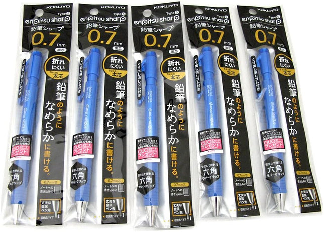 KOKUYO Mechanical Pencil Enpitsu Sharp TypeS, 0.7mm Blue (Hanging Pack), PS-P202B-1P, Set of 5