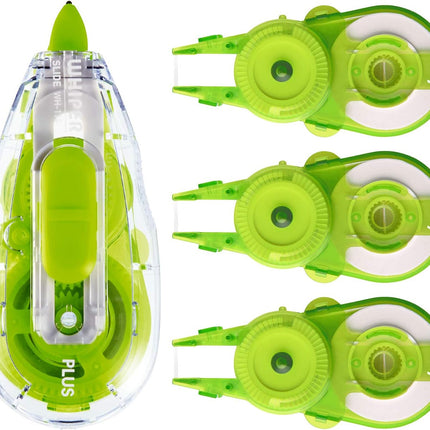 PLUS, Correction Tape, Whiper Slide, 4mm, Lime Green, 1 Unit + 3 Refill Tapes