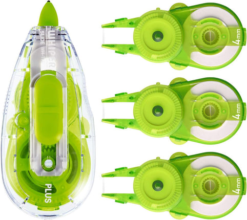 PLUS, Correction Tape, Whiper Slide, 4mm, Lime Green, 1 Unit + 3 Refill Tapes