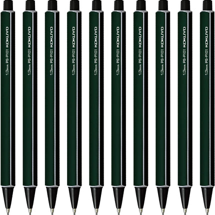 KOKUYO Mechanical Pencil Enpitsu Sharp, 1.3mm Dark Green, 10 Pieces, PS-P101DG-1PX10