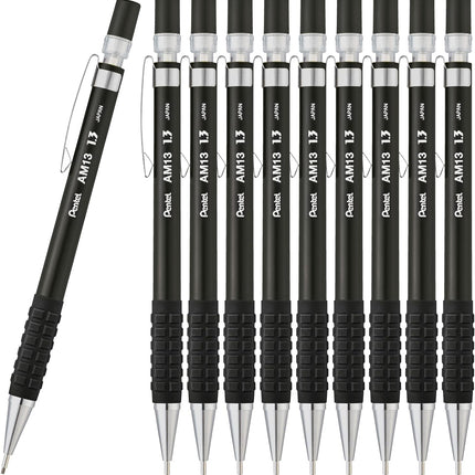 Pentel Mechanical Pencil AMAIN Sharppen 1.3mm, Black, AM13-A(10), Set of 10