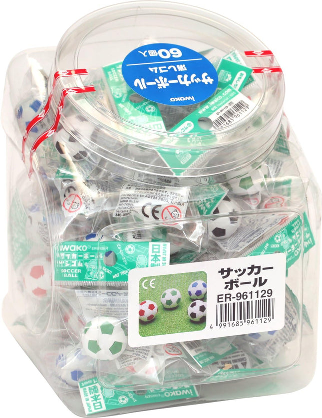 Iwako, Eraser, Soccer Ball, 60 Pieces, ER-961129