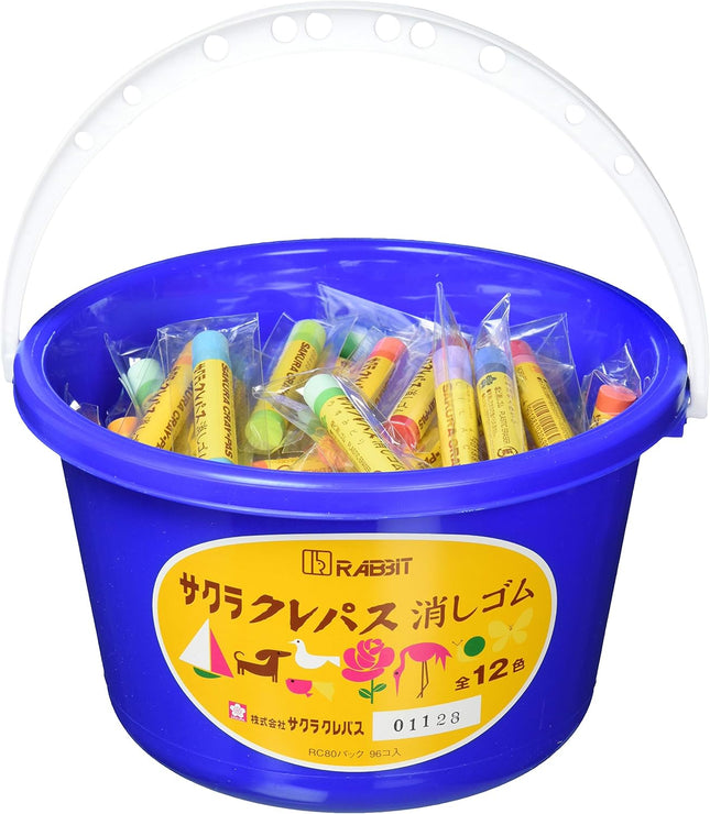 Sakura, Eraser, Crayon Eraser Bucket Pack, 96 Pieces, RC80 Pack