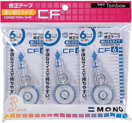 Tombow, Correction Tape, MONO CF, CF6, 6mm, CT-CF6 3 Pieces, KCA-324