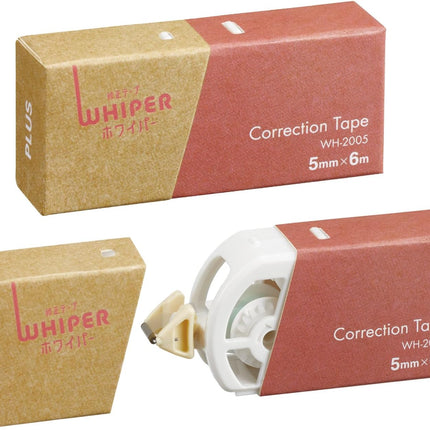 PLUS, Correction Tape, Whiper, Correction Tape in Paper Case, 5mm, Pink, 2 Pieces, WH-2005, 52-389