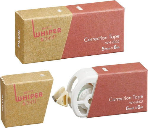 PLUS, Correction Tape, Whiper, Correction Tape in Paper Case, 5mm, Pink, 2 Pieces, WH-2005, 52-389