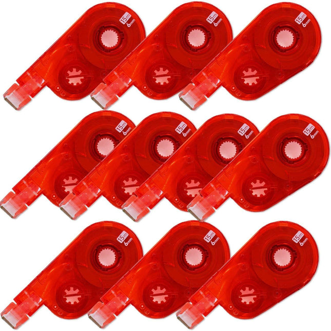 PLUS, Correction Tape, Whiper Switch Refill Tape, 6mm, Red, 10 Pieces, WH-1516R-10P, 49-582