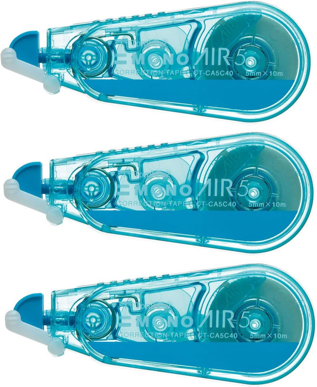 Tombow, Correction Tape, MONO AIR, AIR5, 5mm, Blue, CT-CA5C40 3 Pieces, KPB-322