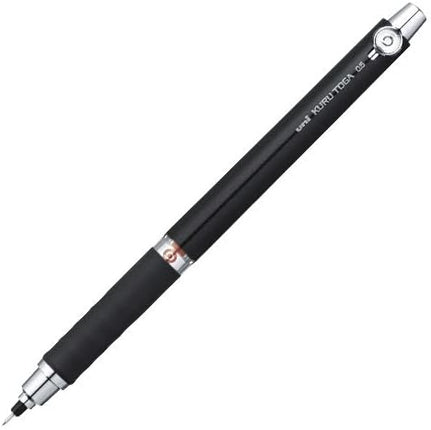 uni Mitsubishi Pencil Mechanical Pencil, Kuru Toga Rubber Grip, 0.5mm, Black, M5-656 1P, M56561P.24, Set of 3