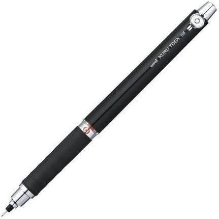 uni Mitsubishi Pencil Mechanical Pencil, Kuru Toga Rubber Grip, 0.5mm, Black, M5-656 1P, M56561P.24, Set of 5