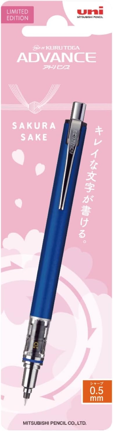 uni Mitsubishi Pencil Mechanical Pencil, Kuru Toga Advance, 0.5mm, Limited Edition, Sakura Sake Package Navy, M55591PLS.9