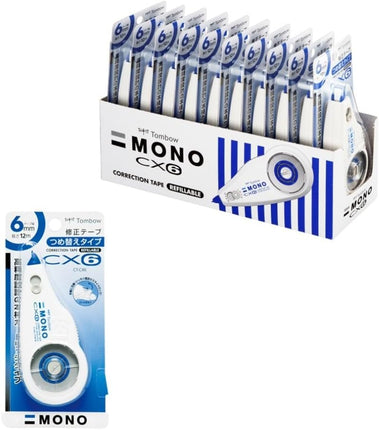 Tombow, Correction Tape, MONO CX, CX6, 6mm, 10 Pieces, CT-CX6-10P