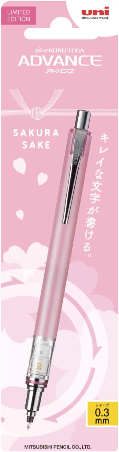 uni Mitsubishi Pencil Mechanical Pencil, Kuru Toga Advance, 0.3mm, Limited Edition, Sakura Sake Package Baby Pink, M35591PLS.68