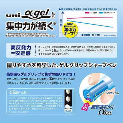 uni Mitsubishi Pencil Mechanical Pencil, uni ?-gel Shaka Shaka Mechanism: Hard, 0.5mm, Gun Metallic, M5-619GG 1P, M5619GG1P.43, Set of 5