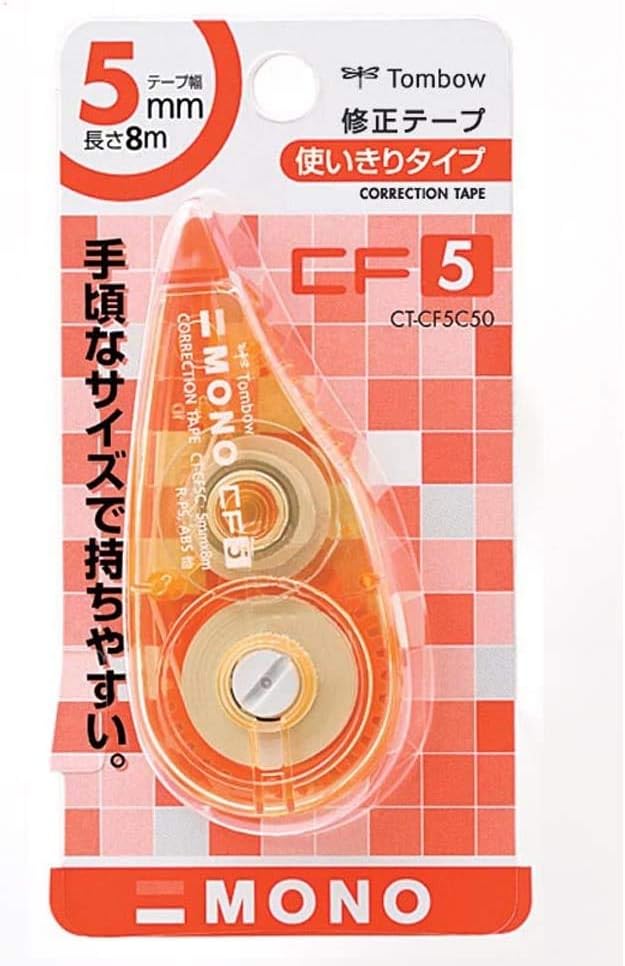 Tombow, Correction Tape, MONO CF, CF5, CF5C, 5mm, Orange, CT-CF5C50, Set of 4