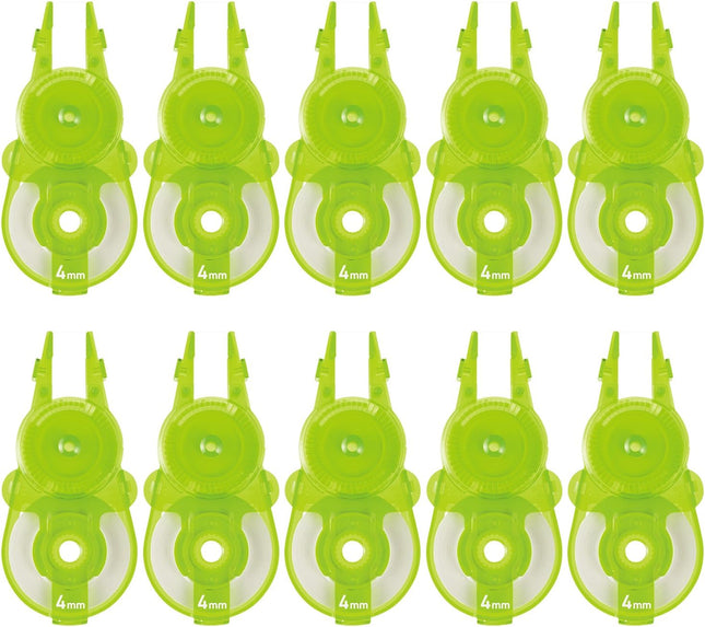 PLUS, Correction Tape, Whiper Slide Refill Tape, 4mm, Lime Green, 10 Pieces Pack, WH-114R-10P, 49-560