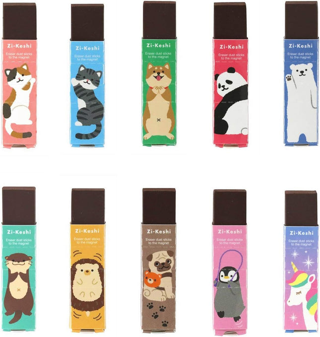 KUTSUWA Eraser Zi-Keshi Pastel Animal 10 Pieces RE040-10P