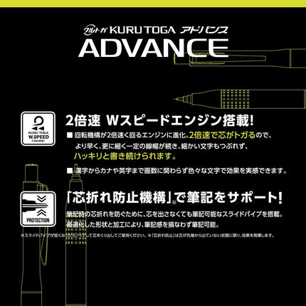 uni Mitsubishi Pencil Mechanical Pencil, Kuru Toga Advance Upgrade Model, 0.5mm, White, M5-1030 1P, M510301P.1