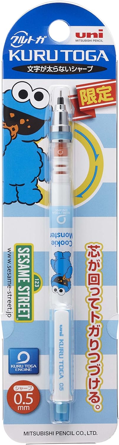 uni Mitsubishi Pencil Mechanical Pencil, Kuru Toga Sesame Street Standard Mode, 0.5mm, Cookie Monster, C Blue, M5-650SS 1P, M5650SS1P.CB