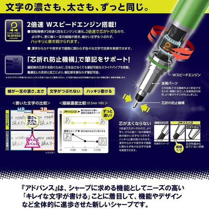 uni Mitsubishi Pencil Mechanical Pencil, Kuru Toga Advance, 0.5mm, White, M5-559 1P, M55591P.1, Set of 5